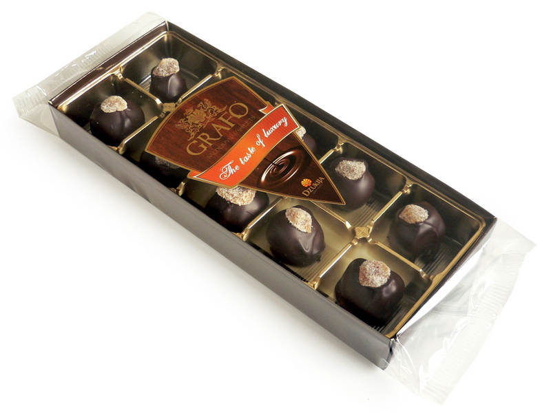 “GRAFO” kumquats in black chocolate 140g.