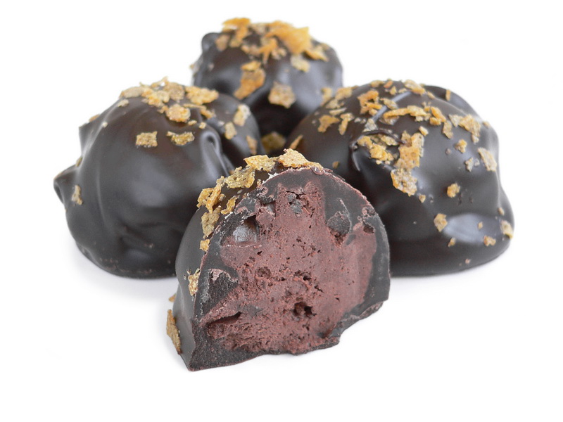 Black chocolates with brandy filling