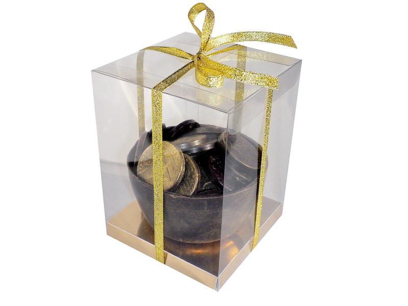 Chocolate coin basket in a box 200g.