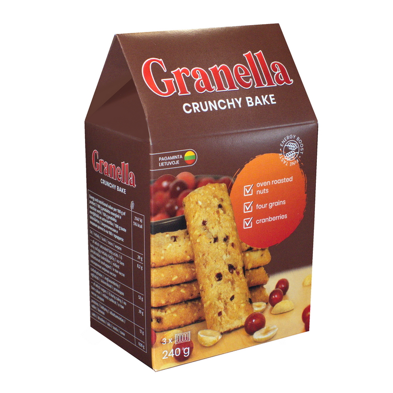 Sausainiai „GRANELLA“ su riešutais ir spanguolėmis